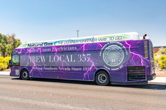 IBEW 357 Bus Wrap Campaign 2024