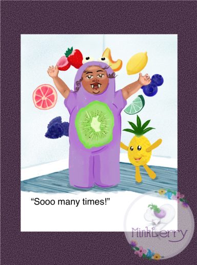 Digital illustration of Marley the Fruit Monster