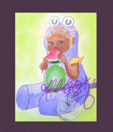 Original acrylic painting of Marley the Fruit Monster